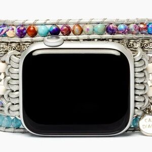 Cape Diablo Silver Watch Strap for Apple Watch with Multicolor Natural Stones